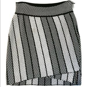 Maje woven knit skirt black and cream asymmetric